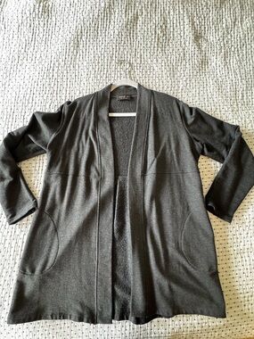 Cozy Open-Front Cardigan in Bamboo fleece - Charcoal